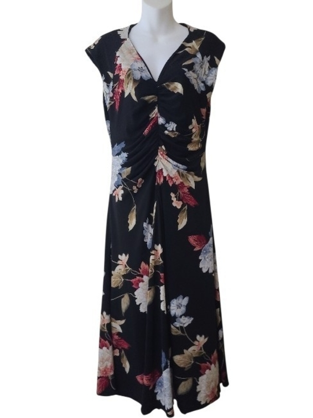 White House Black Market Black Floral Midi Dress